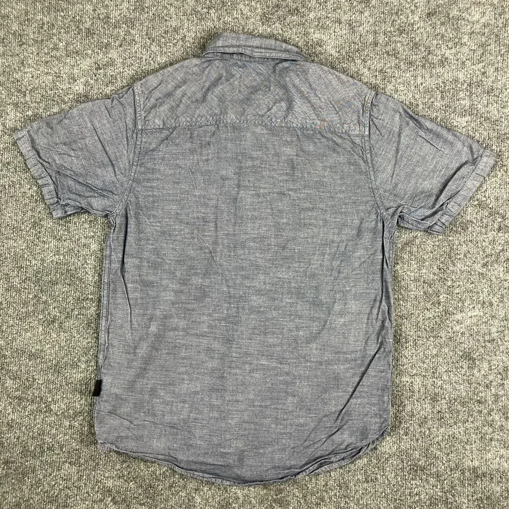 Patagonia Men's Gray Chambray Button-Down Shirt XS Casual Short Sleeve Slim Fit - Picture 7 of 8